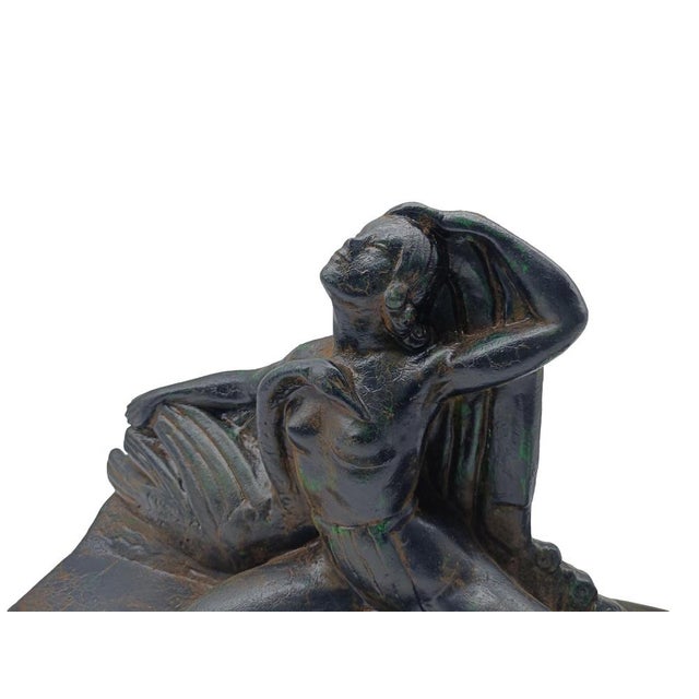 Patinated Terracotta Sculpture of Leda and the Swan by P. Roche, 1970s For Sale - Image 9 of 11