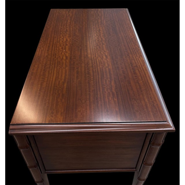 2000s Commode Faux Bamboo 2 Drawer Bedside Table Side Chest of Draws Nightstand For Sale - Image 11 of 11