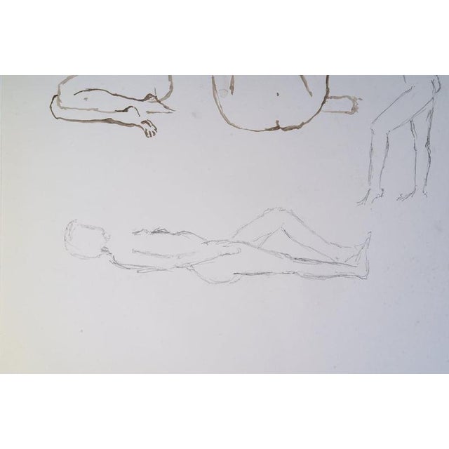 Drawing on paper, double-sided, depicting nude women, 20th century. Drawing on paper, double-sided, by Evelyne Luez, 20th...