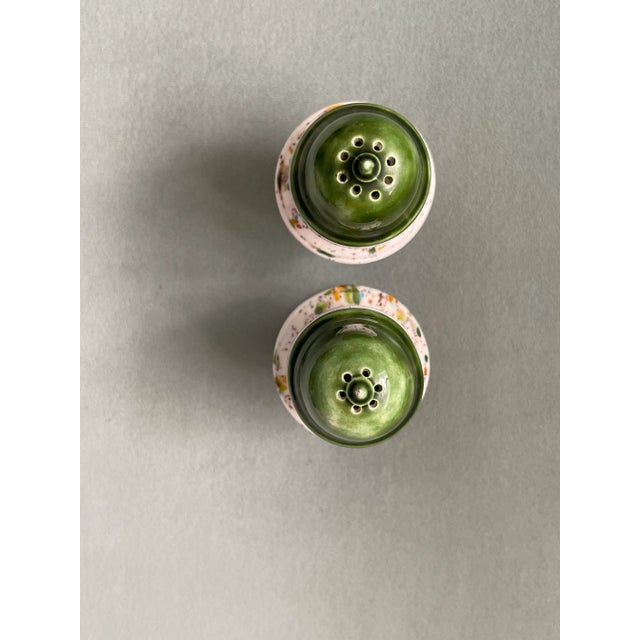 Mid 20th Century Vintage Green Multicolored Glaze Ceramic Salt & Pepper Shakers- a Pair For Sale - Image 5 of 10