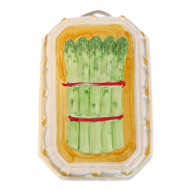 Vintage Majolica Style Asparagus Wall Plaque For Sale