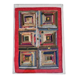 19th Century Wool Log Cabin Doll Quilt in Plexy