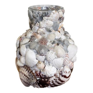 Vintage Shell Encrusted Vase For Sale