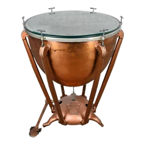 Early 20th Century Steampunk Industrial Rustic Copper Timpani Kettle Drum Center Table by Wfl Drum Company