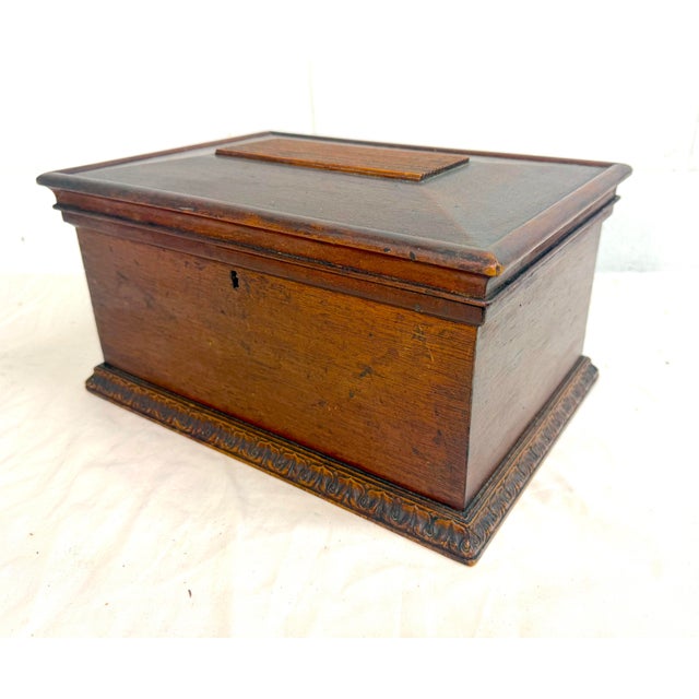 American Quality Antique 19th Century Handmade Mahogany Wood Wooden Jewelry Sewing Box For Sale - Image 3 of 11