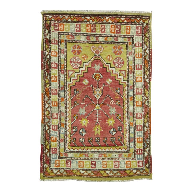 Antique Zabihi Collection Anatolian Turkish Prayer Niche Rug - 2'6" x 3'7" For Sale