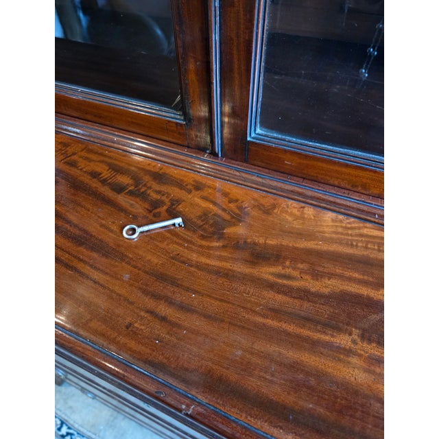 Georgian Mahogany Astragal Glazed Secretaire Bookcase on Swept Bracket Feet For Sale - Image 17 of 18