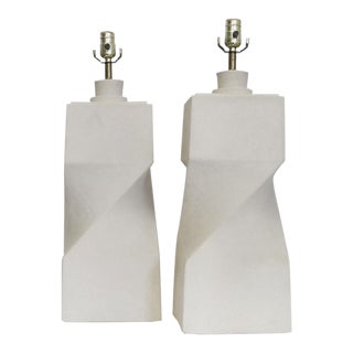 Pair of Architectural Plaster Lamps For Sale