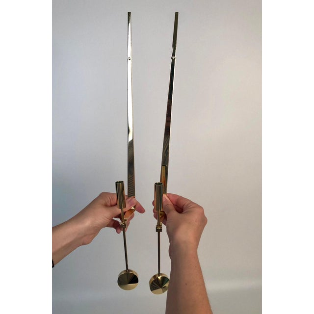 Swedish Brass Sconces by Pierre Forsell for Skultuna Pendeln, Set of 2 For Sale - Image 4 of 6