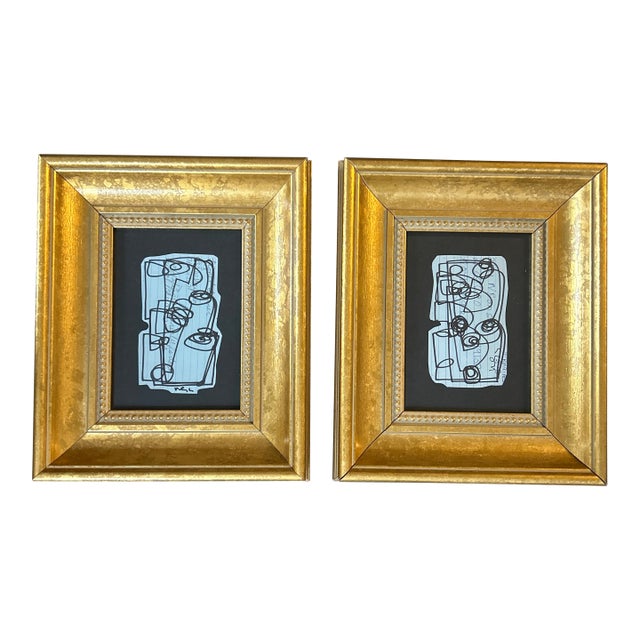 Two Contemporary Original Abstract Marker Drawings by Wayne Cunningham - Set of Two For Sale