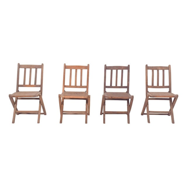 Wooden Folding Chairs, 1950, Set of 4 For Sale - Image 11 of 11