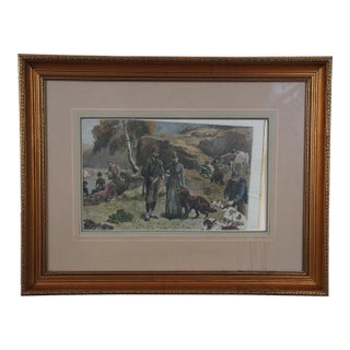 John Charlton Antique Twelfth of August Luncheon on the Moors Hunt Engraving 31" For Sale