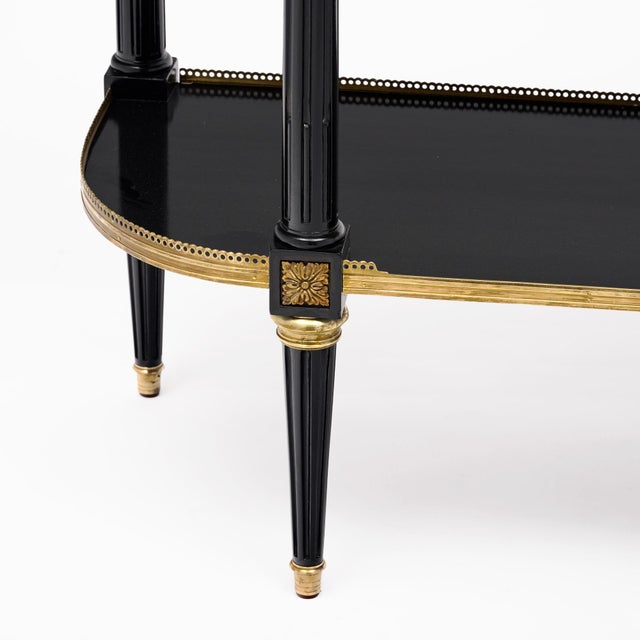 French Louis XVI Style Ebonized, Brass and Marble Console Table For Sale - Image 9 of 9