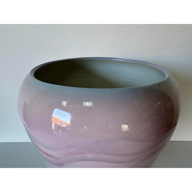 Ceramic 1980’s Vintage Purple Glazed Art Ceramic Vase, Signed For Sale - Image 7 of 12