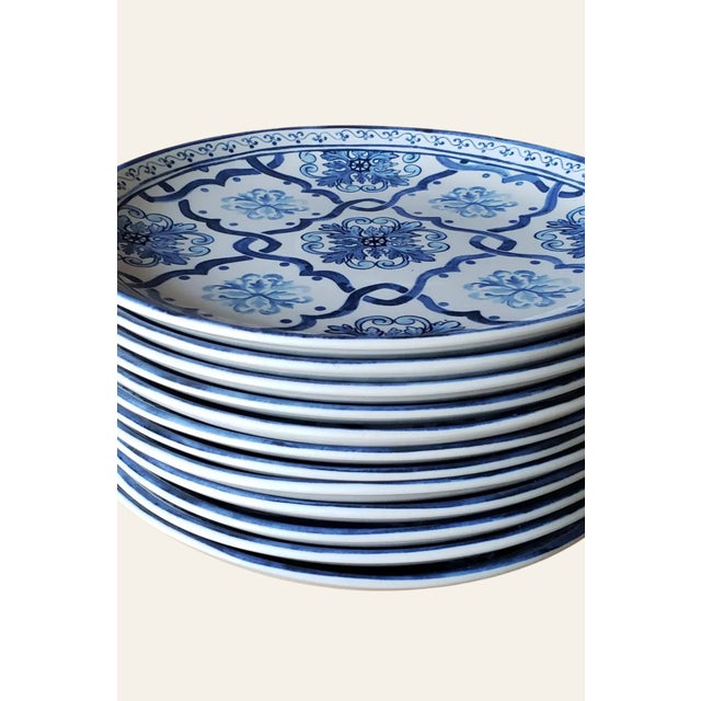 Williams-Sonoma Porto Blue & White Salad Plates – Set of 12 | Coastal Portuguese Ceramic For Sale In Los Angeles - Image 6 of 11