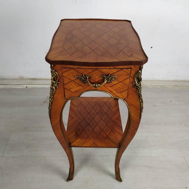 Louis XV Marquetry Side Table, 1950s For Sale - Image 3 of 18