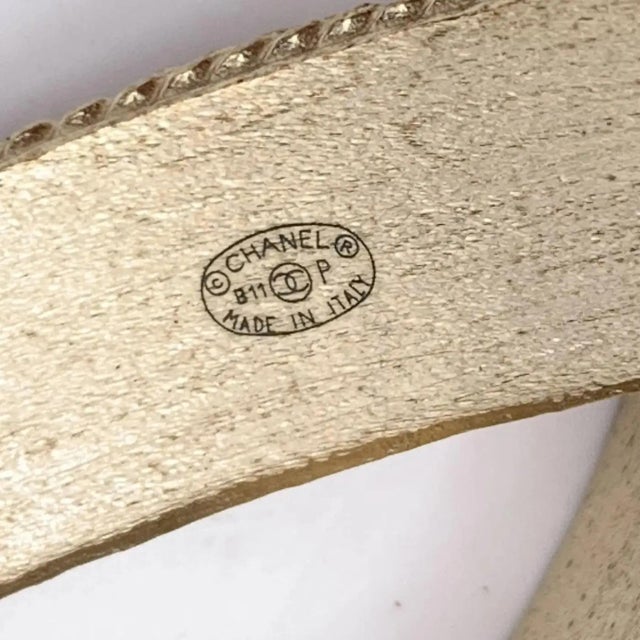 Chanel Two 1990s Iconic Gold Plated Metal and Black Enamel Bangle Bracelets by Chanel For Sale - Image 4 of 11