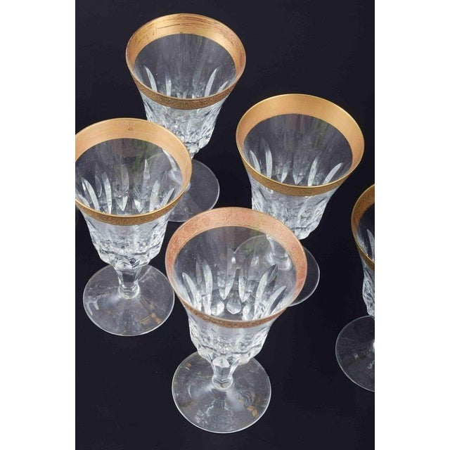 Crystal Glasses with Gilt Rim, Set of 5 For Sale - Image 3 of 5