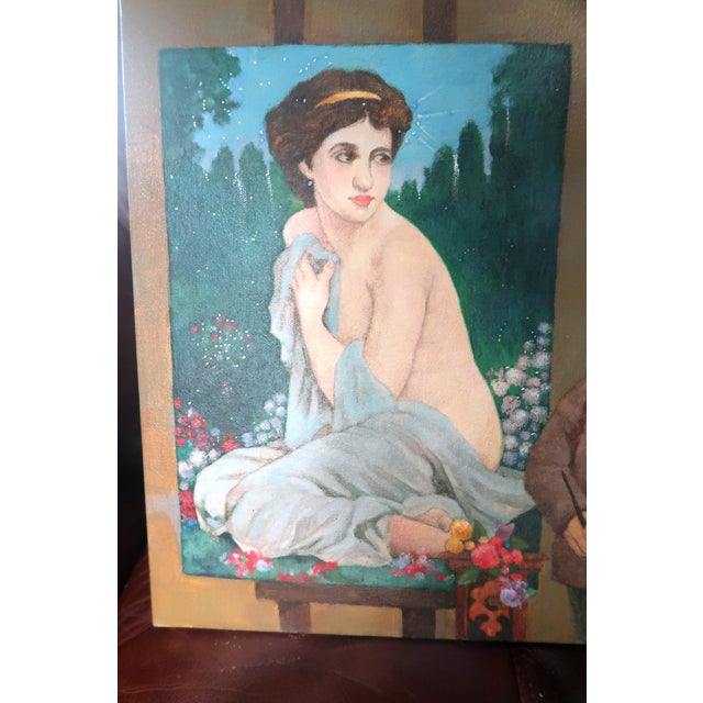 Textile "The Happy Little Painter" by Charles Bragg (American, 1931 -2019) - Original Vintage Oil on Canvas - With Coa For Sale - Image 7 of 11