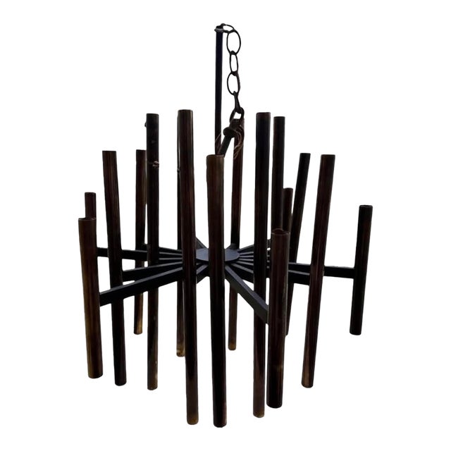 Vintage Lightolier Brass 36 Light Chandelier by Gaetano Sciolari For Sale