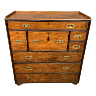 Camphor Wood Secretaire Military Chest, 1835 For Sale