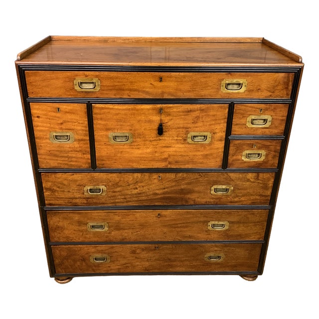 Camphor Wood Secretaire Military Chest, 1835 For Sale