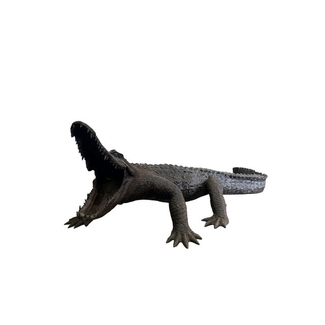 Metal Monumental Bronze Crocodile Fountain Sculpture – 149” L Outdoor Garden For Sale - Image 7 of 12