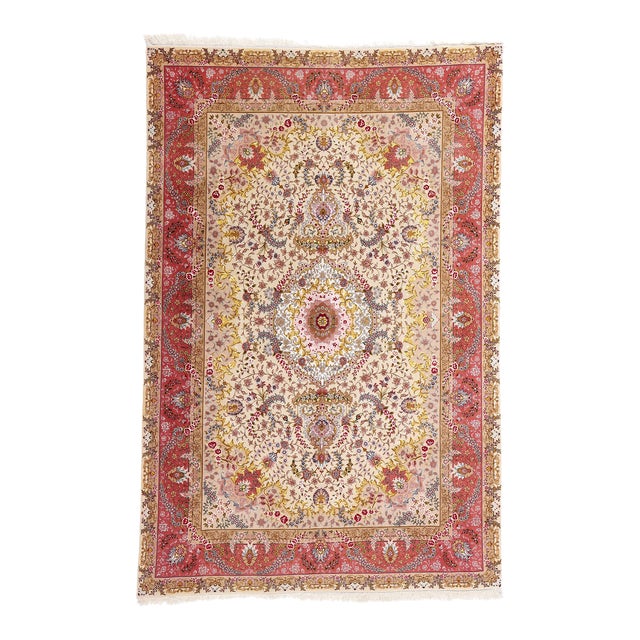 Vintage Persian Tabriz Wool and Silk Rug - 06'07 X 10'00 For Sale