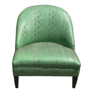 Vintage Round Back Green Upholstered Chair
