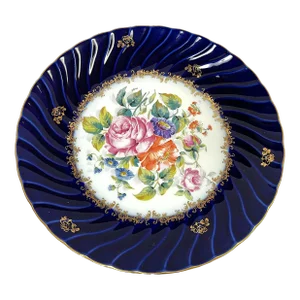 Vintage Porcelaine De Couleuvre France 'Veritable Cobalt' Round Platter