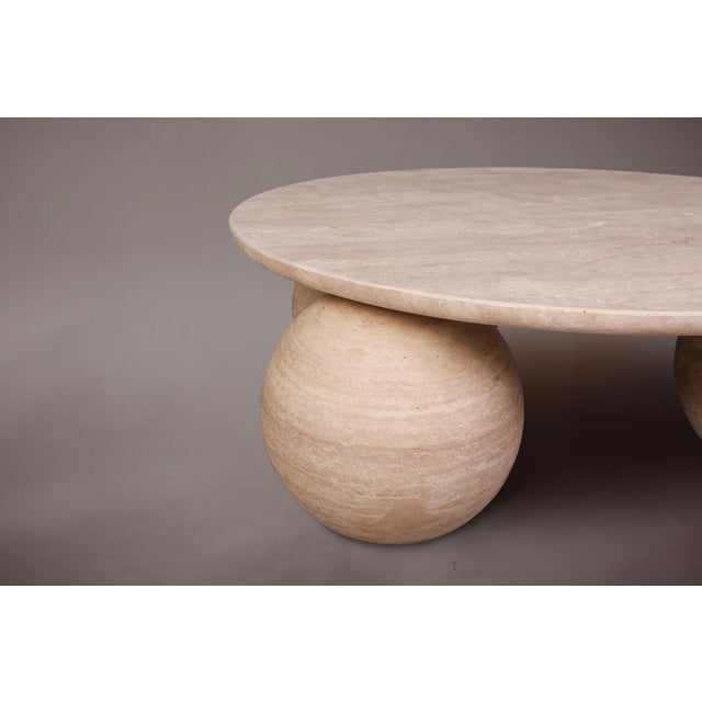 Trinity Travertine Round Coffee Table 35.4" For Sale - Image 4 of 4