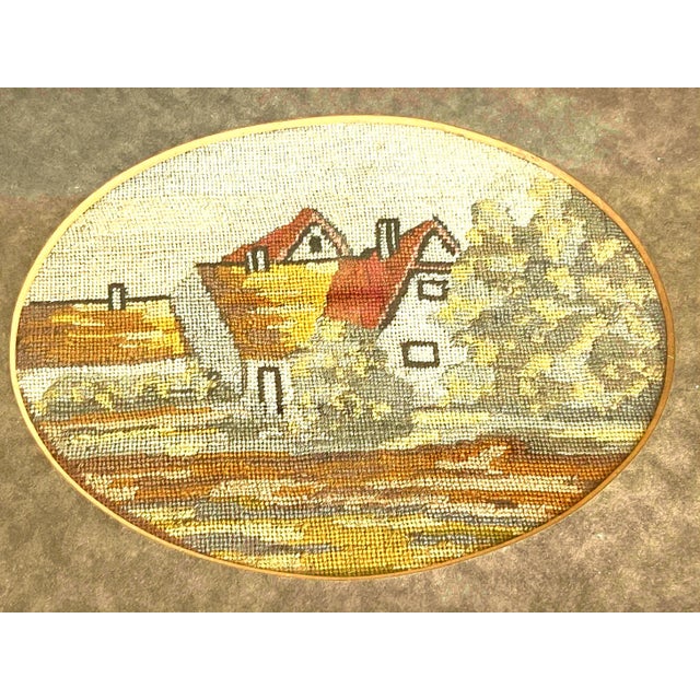 Early 20th Century Set of 2 Antique Framed French Petit Point Needlework - Cottages For Sale - Image 5 of 12