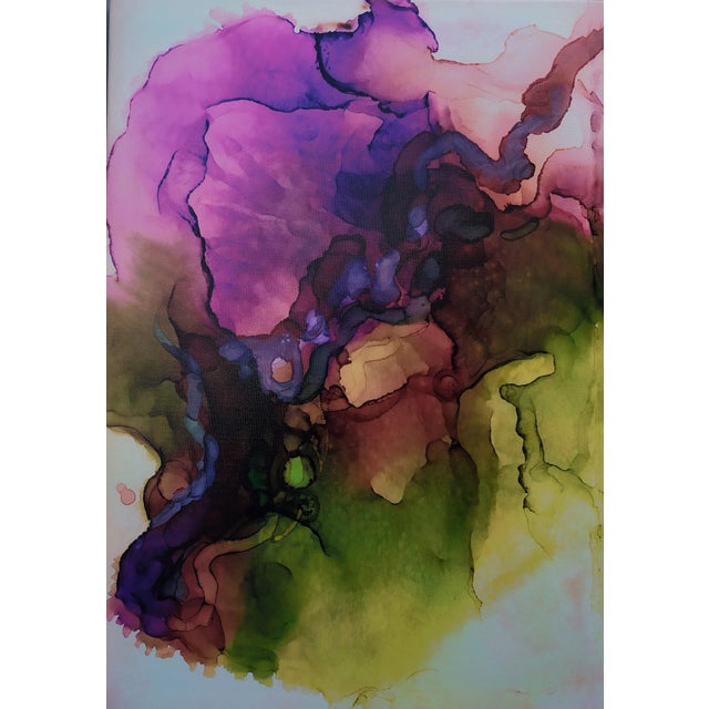 2020s Svitlana Tkachuk Original Abstract Painting Flawering – Alcohol Ink on Canvas For Sale - Image 5 of 6