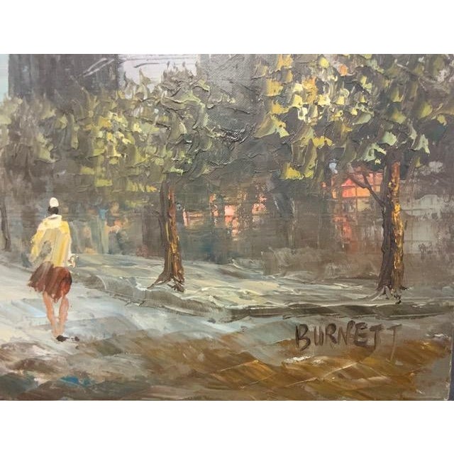 Mid-Century Modern Mid 20th Century Mid Century Modern Parisian Street Scene Sign Original Oil Painting by Burnett For Sale - Image 3 of 5