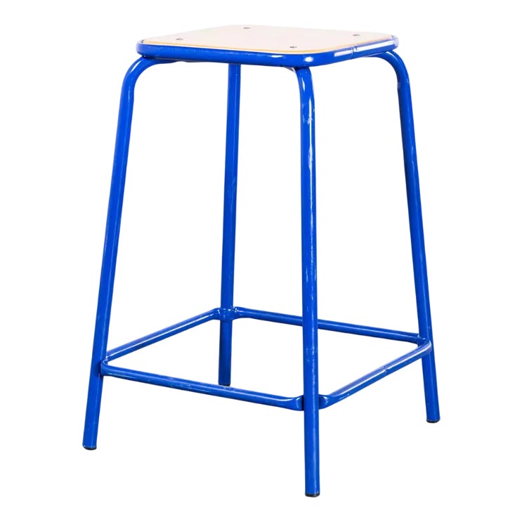 French Bright Blue Laboratory Stool, 1970s | Chairish