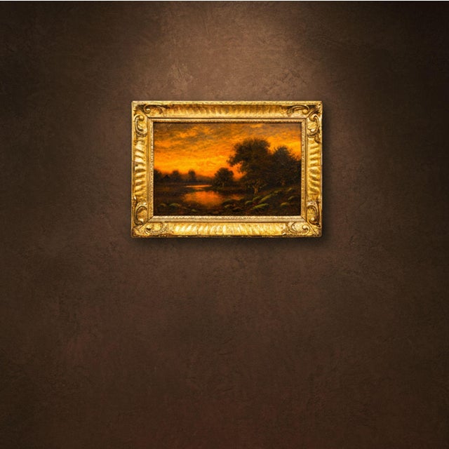 GEORGE DREW American, 1875-1968 Evening Landscape Oil on panel | signed lower left 10” H x 14” W x 7/8” D [frame] 7” H x...