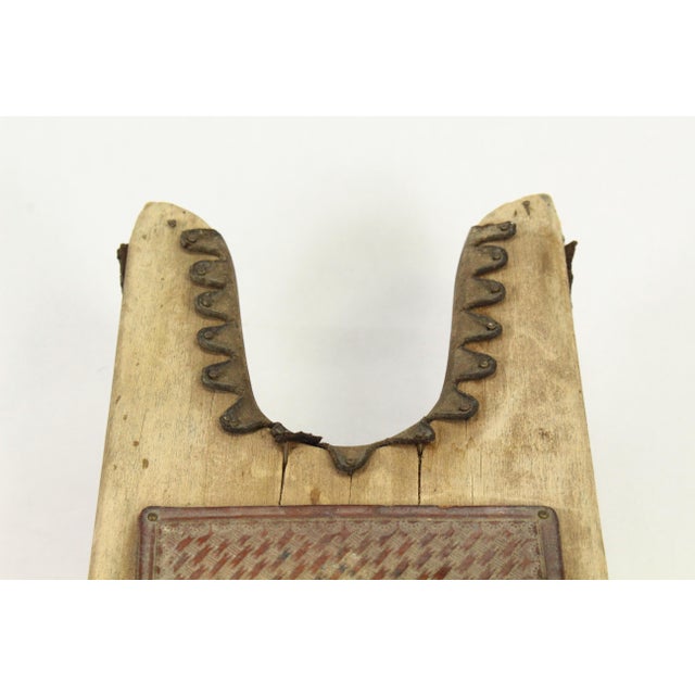 Antique Tex-Mex Western Cowboy Boot Jack Embossed Leather on Wood Horse Head For Sale - Image 11 of 16