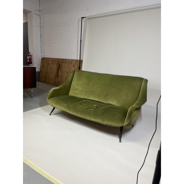 Mid-Century Modern Vintage Italian Velvet Sofa, 1960s For Sale - Image 3 of 8