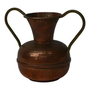 Mid 20th Century Copper Vase With Brass Handles
