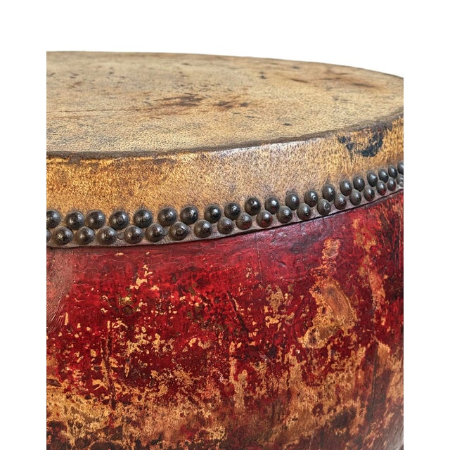 Antique Red Mongolian Drum Coffee Table For Sale - Image 11 of 12