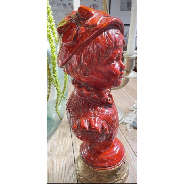 This item is a vintage glazed red terracotta and ceramic decorative bust depicting young Alexandre Brongniart, originally...