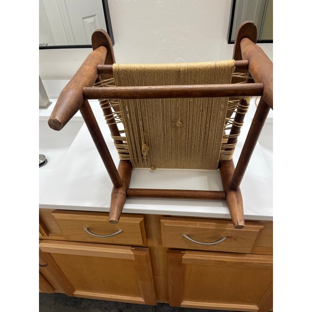 Brown Vintage Primitive Child's Ladder-Back Armchair For Sale - Image 8 of 12