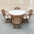 Vintage Hollywood Regency Bentwood Rattan Bamboo Swivel Chair Sunroom Dining Set - 5 Pcs. Set includes (1) Round table...