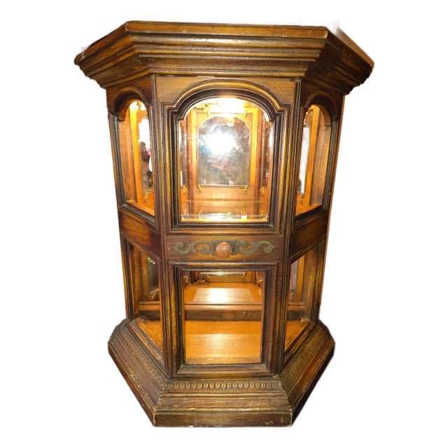 Antique Oak Display Cabinet With Glass Panels by Butler Specialty Company For Sale