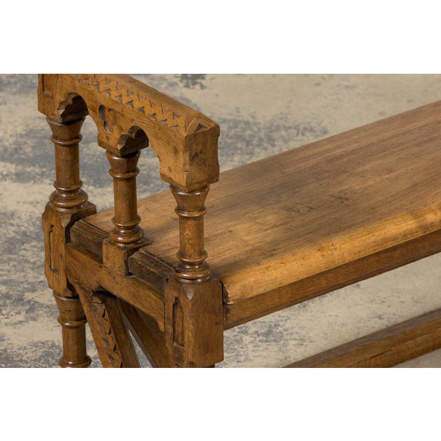 Mid-19th Century French Gothic Revival Oak Church Bench For Sale - Image 14 of 18