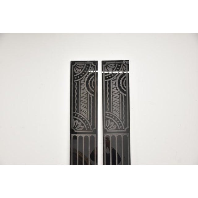 Art Deco Pair Art Deco Architectural Black Glass Panels For Sale - Image 3 of 6