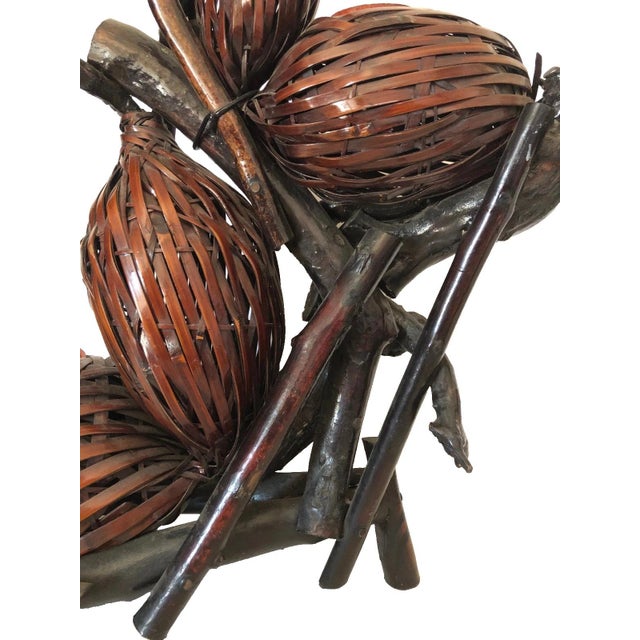 1900 - 1909 Antique Japanese Ikebana Flower Arranging 4-Gourd Hyotan Baskets of Bamboo For Sale - Image 5 of 18