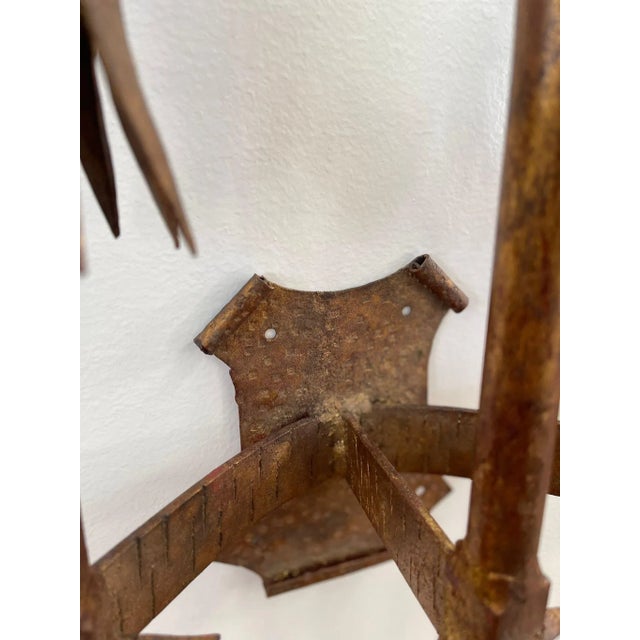 Metal Vintage Brutalist Style Gilt Wall Sconce Candle Holder For Sale - Image 7 of 9