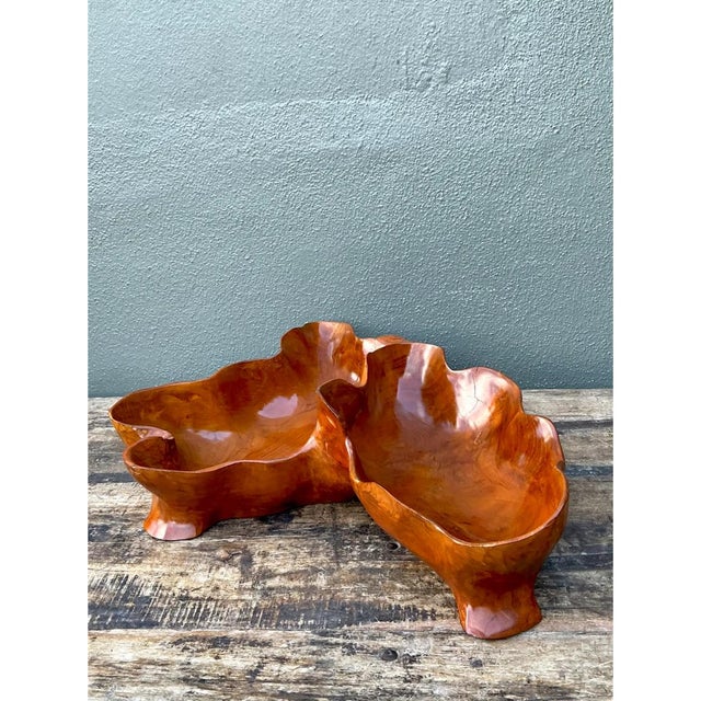 Mid-Century Modern Vintage Organic Form Wood Bowl For Sale - Image 3 of 14
