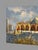 Blue Vintage Venice San Marco Square Impressionist Oil Painting on Canvas For Sale - Image 8 of 10